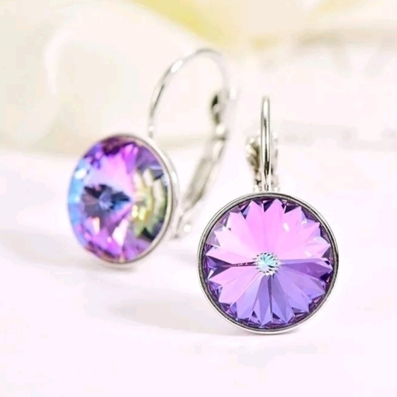 New light purples Zircon crystal earrings - Picture 2 of 2